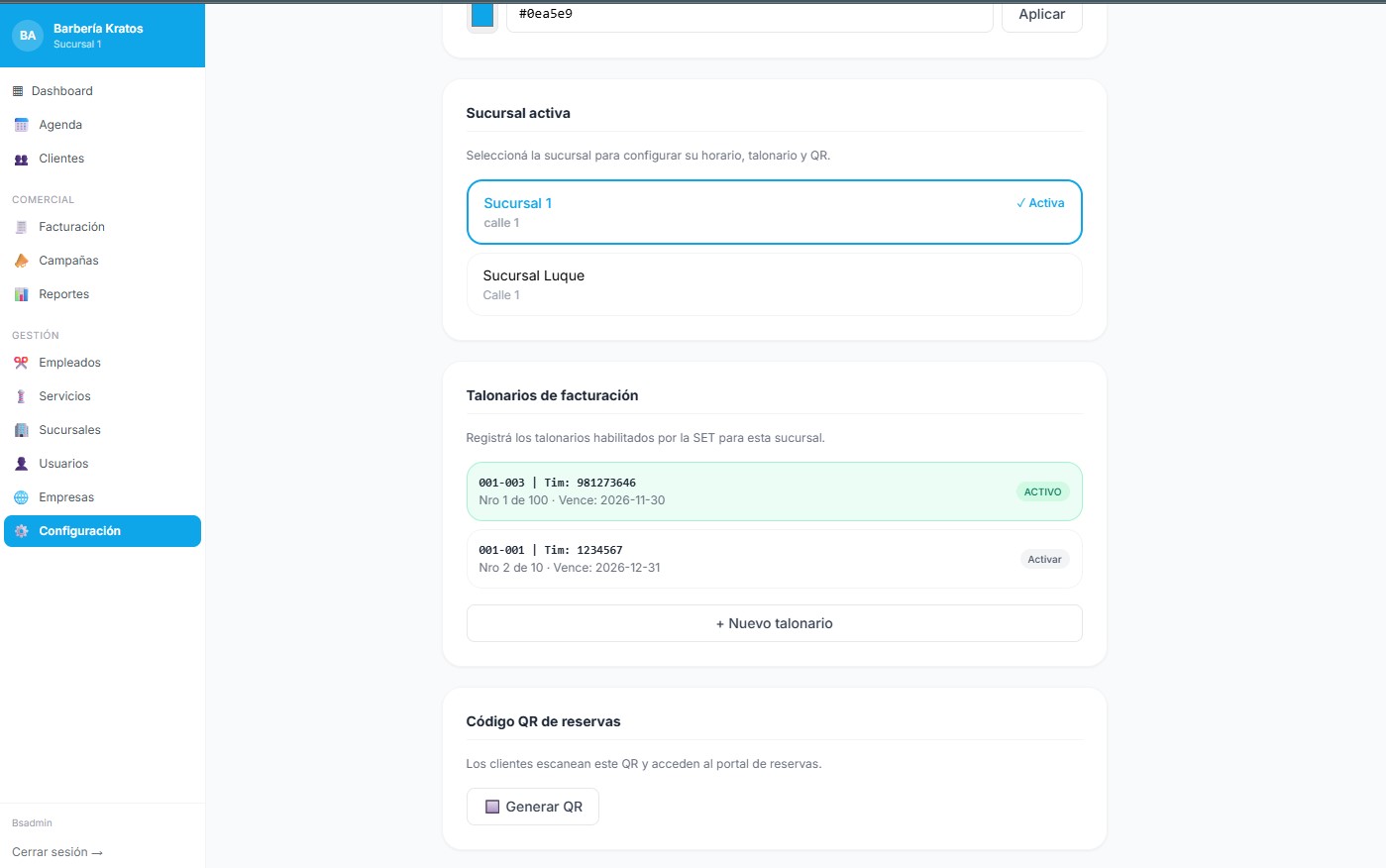 Configuración de Sucursales