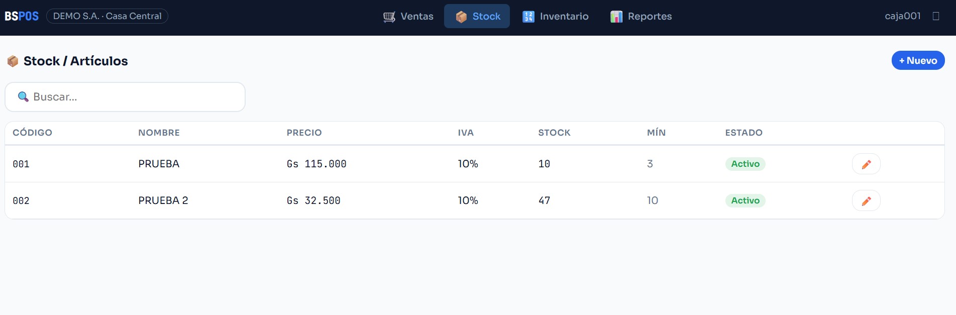 Gestión de Stock